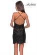Picture of: Short Scalloped Sequined Homecoming Dress in Black, Style: 28228, Detail Picture 2