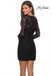 Picture of: Long Sleeve Lace Short Dress with Sheer Back Detail in Black, Style: 28232, Detail Picture 2