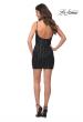 Picture of: Fitted Sequin Dress with Line Print and Square Neckline in Black, Detail Picture 2