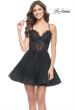 Picture of: Short Dress with Flared Skirt and Sheer Lace Bodice in Black, Style: 31769, Detail Picture 2
