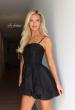 Picture of: Floral Applique Bubble Mini Dress in Black, Style 34140, Detail Picture 2