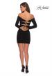 Picture of: Off The Shoulder Long Sleeve Dress with Lace Up Back in Black, Style: 28212, Detail Picture 3