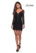 Picture of: Lace Dress with Sheer Sleeves and Scalloped Hem in Black, Style: 28233, Detail Picture 3