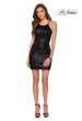 Picture of: Sequin Dress with High Neckline and Lace Up Back in Black, Style: 29276, Detail Picture 3