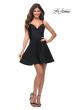 Picture of: Jersey Fit and Flare Dress with Draped V Neckline in Black, Detail Picture 3