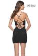 Picture of: Ruched Mini Dress with Rhinestone Detail Neckline in Black, Style: 31876, Detail Picture 3