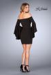 Picture of: Off the Shoulder Ruffle Sleeve Homecoming Dress in Black, Style: 25033, Detail Picture 4