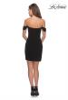 Picture of: Short Dress with Scalloped Off The Shoulder Sleeves in Black, Style: 28193, Detail Picture 4
