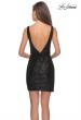 Picture of: Sequined Dress with Faux Wrap Skirt and Open Back in Black, Style: 28218, Detail Picture 4