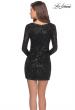 Picture of: Long Sleeve Sequin Dress with Faux Wrap Skirt in Black, Style: 28316, Detail Picture 4