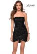 Picture of: Short Strapless Sequin Homecoming Dress with Ruching in Black, Style: 29410, Detail Picture 4