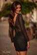 Picture of: Long Sleeve Rhinestone Fishnet Short Dress in Black, Style: 32564, Detail Picture 4