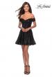 Picture of: Sequin Off The Shoulder Short Homecoming Dress in Black, Style: 28155, Detail Picture 5