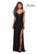 Picture of: Long Homecoming Dress with Slit and Criss Cross Back in Black, Style: 28206, Detail Picture 5