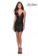 Picture of: Short Scalloped Sequined Homecoming Dress in Black, Style: 28228, Detail Picture 5