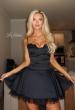 Picture of: Embellished Lace Trim Fit-and-Flare Mini Dress in Black, Style 34144, Detail Picture 5