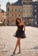 Picture of: Cute Homecoming Dress with Flared Skirt and Rhinestone Belt in Black, Style 32629, Detail Picture 6