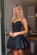 Picture of: Embellished Lace Trim Fit-and-Flare Mini Dress in Black, Style 34144, Detail Picture 6