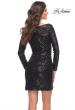 Picture of: Long Sequin Sequin Homecoming Dress with V-Neck in Black, Style: 29390, Detail Picture 7