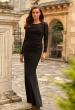 Picture of: Long Sleeve Sheer Net Jersey Gown with Ruching in Black, Style: 33282, Main Picture