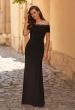 Picture of: Off the Shoulder Lace Trim Evening Gown in Black, Style: 33329, Main Picture