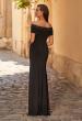 Picture of: Off the Shoulder Lace Trim Evening Gown in Black, Style: 33329, Back Picture