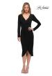 Picture of: Long Sleeve Knee Length Dress with Wrap Style Skirt in Black, Main Picture