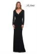 Picture of: Long Sleeve Jersey Evening Dress with Ruching in Black, Main Picture