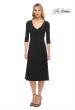 Picture of: Chic Tea Length Jersey Dress with Ruching in Black, Style: 30069, Main Picture