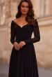 Picture of: Chic Off the Shoulder Net Jersey Gown with Long Sleeves in Black, Style: 32722, Main Picture