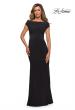 Picture of: Floor Length Jersey Evening Gown with Cap Sleeves in Black,Style: 28026, Detail Picture 8