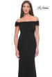 Picture of: Off the Shoulder Jersey Dress with Ruching and Slit in Black, Style: 31086, Detail Picture 8