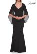 Picture of: V-Neck Gown with Sheer Flutter Sleeves in Black, Style: 33215, Detail Picture 8