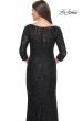 Picture of: Fitted Beaded Lace Evening Gown with Ruching in Black, Style: 31721, Detail Picture 12