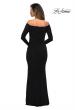 Picture of: Long Sleeve Off The Shoulder Jersey Evening Gown in Black, Style: 28054, Back Picture
