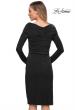 Picture of: Long Sleeve Below the Knee Dress with V Neckline in Black, Back Picture