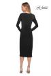 Picture of: Long Sleeve Knee Length Dress with Wrap Style Skirt in Black, Back Picture