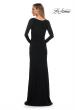 Picture of: Long Sleeve Jersey Evening Dress with Ruching in Black, Back Picture