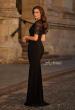 Picture of: Chic Black Evening Dress with Ruching and Lace Sleeve in Black, Style: 33133, Back Picture