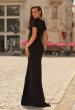 Picture of: Short Sleeve Jersey Gown with Sweetheart Neckline and Ruching in Black, Style: 33146, Back Picture