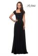 Picture of: Short Sleeve Long Gown with Beaded Bodice in Black, Style: 26512, Detail Picture 1