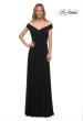Picture of: Off the Shoulder Net Jersey Long Dress with Ruching in Black, Detail Picture 1