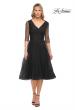 Picture of: Tea Length Tulle Dress with Beading and Sheer Sleeve in Black, Detail Picture 1