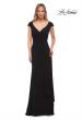 Picture of: Jersey Dress with Knot at Waist and Short Sleeves in Black, Detail Picture 1