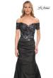 Picture of: Satin Mermaid Gown with Sequin Beaded Top in Black, Style: 30404, Detail Picture 1