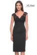 Picture of: Short Satin Evening Dress with Beaded Details in Black, Style: 31839, Detail Picture 1