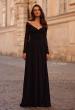 Picture of: Chic Off the Shoulder Net Jersey Gown with Long Sleeves in Black, Style: 32722, Detail Picture 1