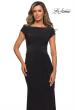 Picture of: Floor Length Jersey Evening Gown with Cap Sleeves in Black, Style: 28026, Detail Picture 2