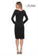 Picture of: Long Sleeve Below the Knee Dress with V Neckline in Black, Detail Picture 2