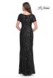 Picture of: Short Sleeve Print Sequin Evening Dress in Black, Style: 31852, Detail Picture 2